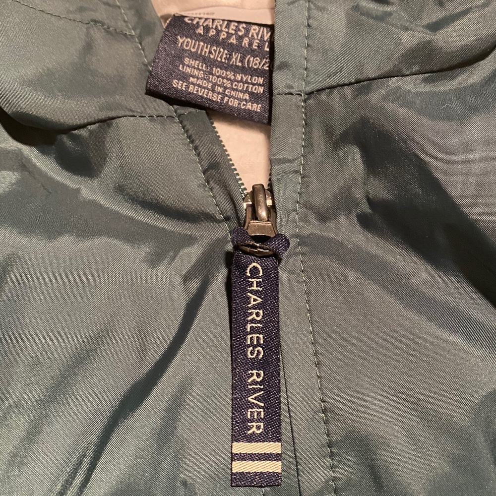 Charles River rain jacket. dark green